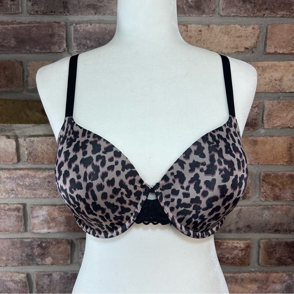 Maidenform Women's Full Coverage T-Shirt Bra Set - Black/Leopard Print - Picture 2 of 15